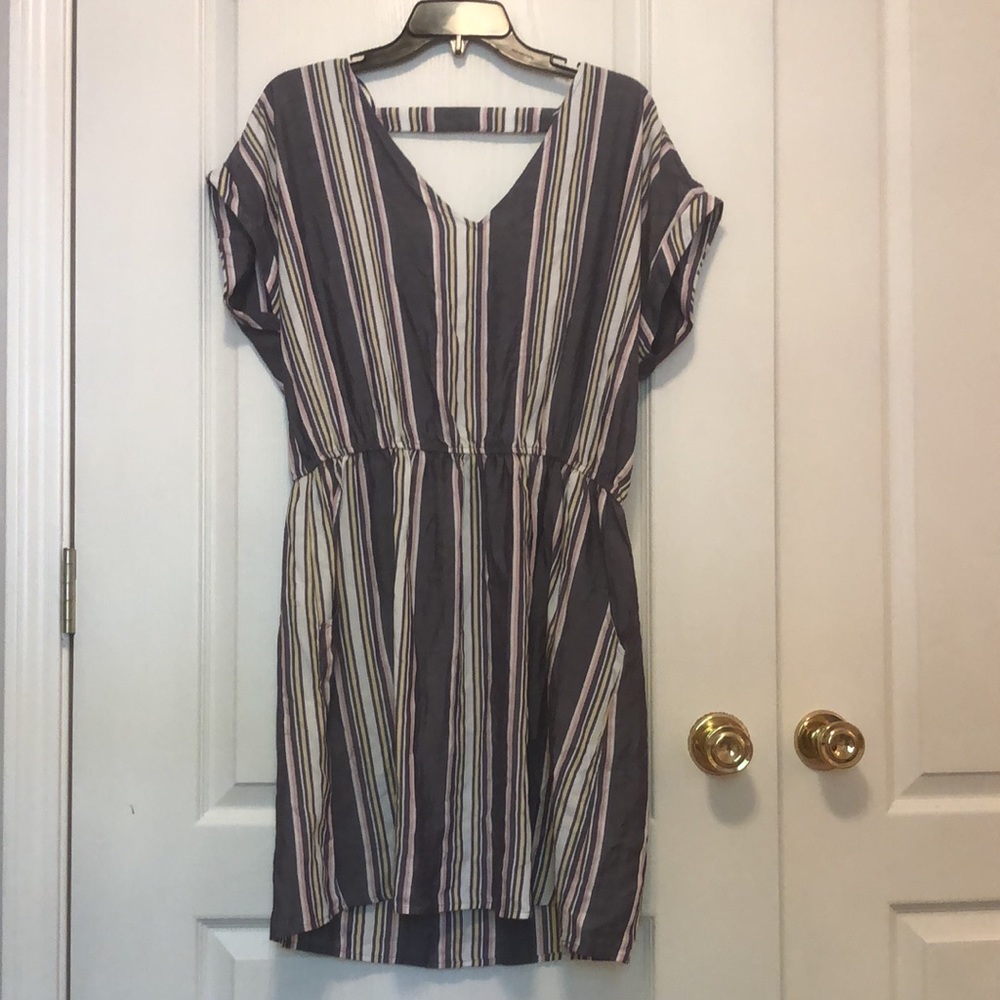 PINK ROSE - Coastal Navy Stripe Dress With Pockets